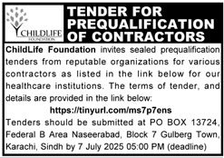 ChildLife Foundation Karachi Tender Notice